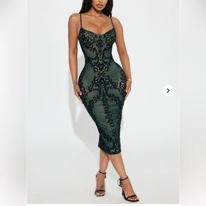 Fashion Nova Black and Green Maxi Dress